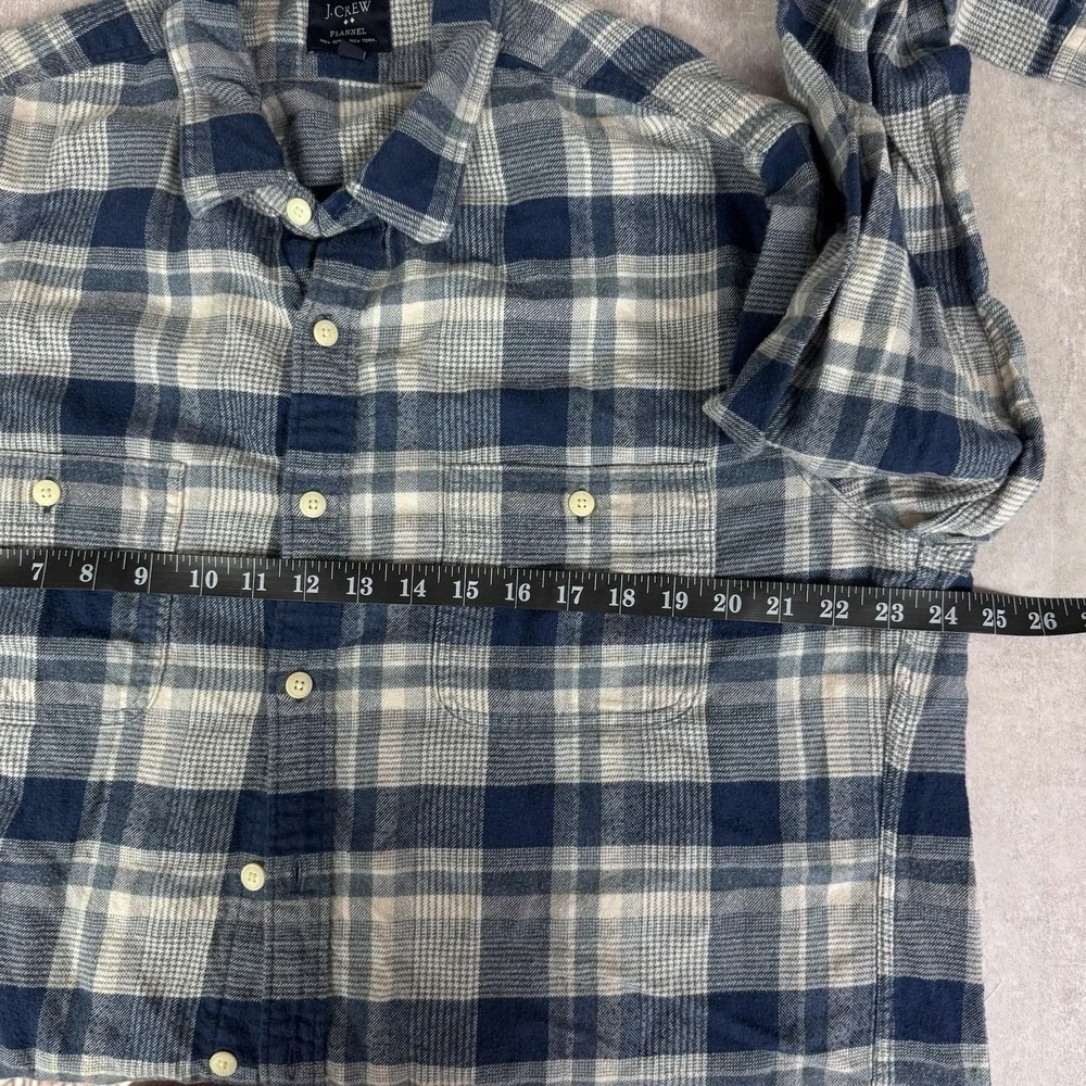 J.‎ Crew Mens B/D Plaid Flannel Pocket Shirt Slim Fit XL Fall Outdoor Blue